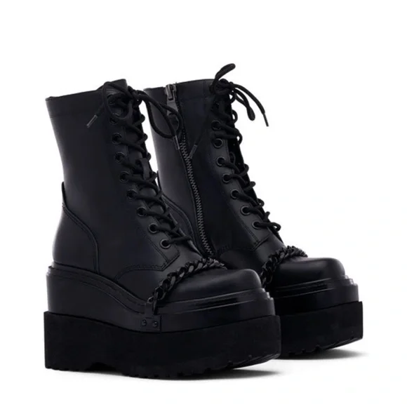 LEATHER PLATFORM BOOTS - Picture 5 of 14